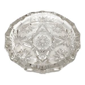 Anchor Hocking Ashtray Clear Heavy Glass Star Of David Pattern MCM Vintage EUC